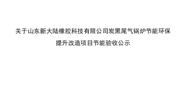 關(guān)于山東新大陸橡膠科技有限公司炭黑尾氣鍋爐節(jié)能環(huán)保 提升改造項(xiàng)目節(jié)能驗(yàn)收公示